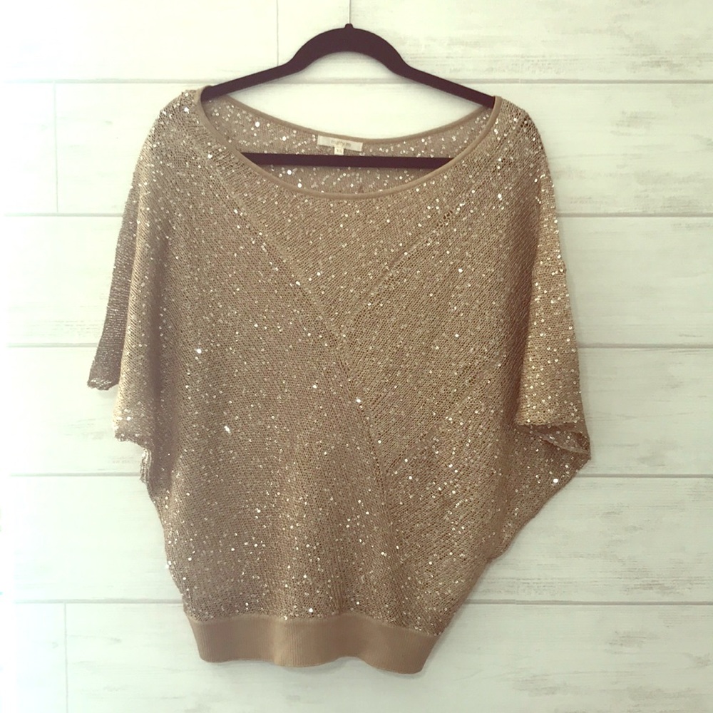 Gold sequence knit blouse- matty m.